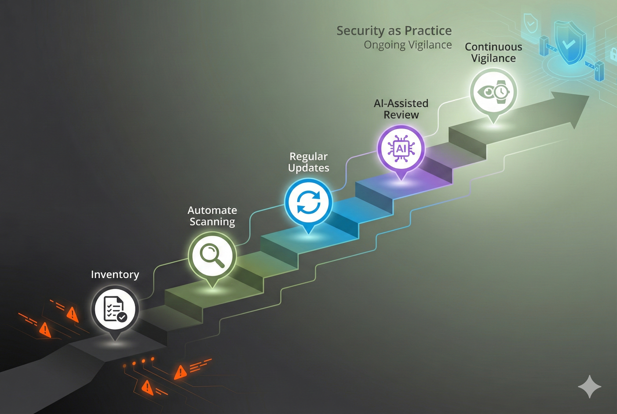 Future of supply chain security showing continuous monitoring and AI-assisted defense