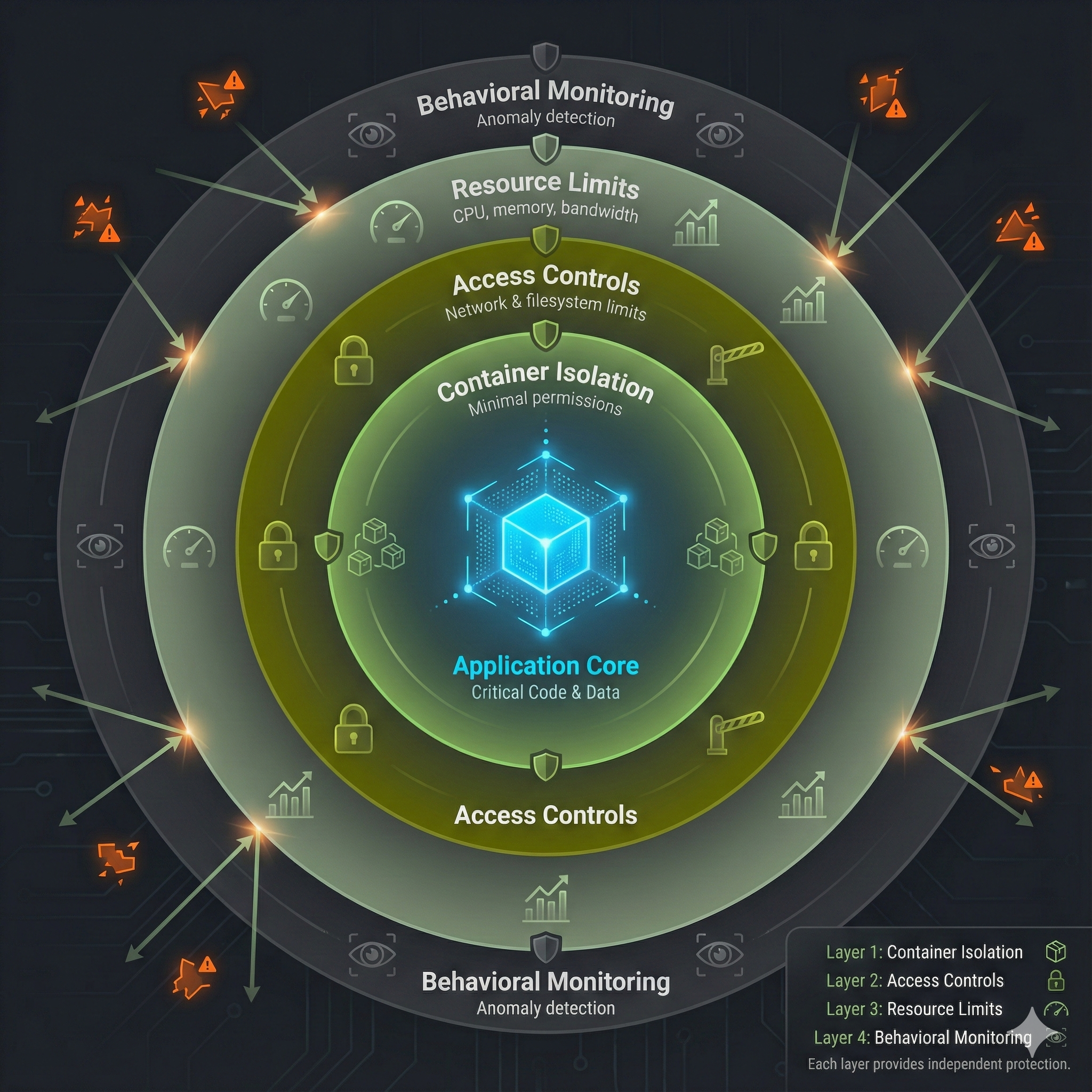 Layered defense strategy for dependency security showing multiple security controls